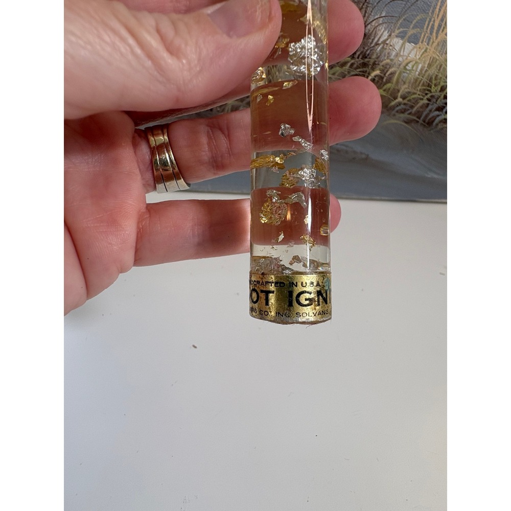 Vintage D.H. Lindberg Handcrafted Gold Silver Flake Acrylic Taper Candle 10.5" - Picture 5 of 10